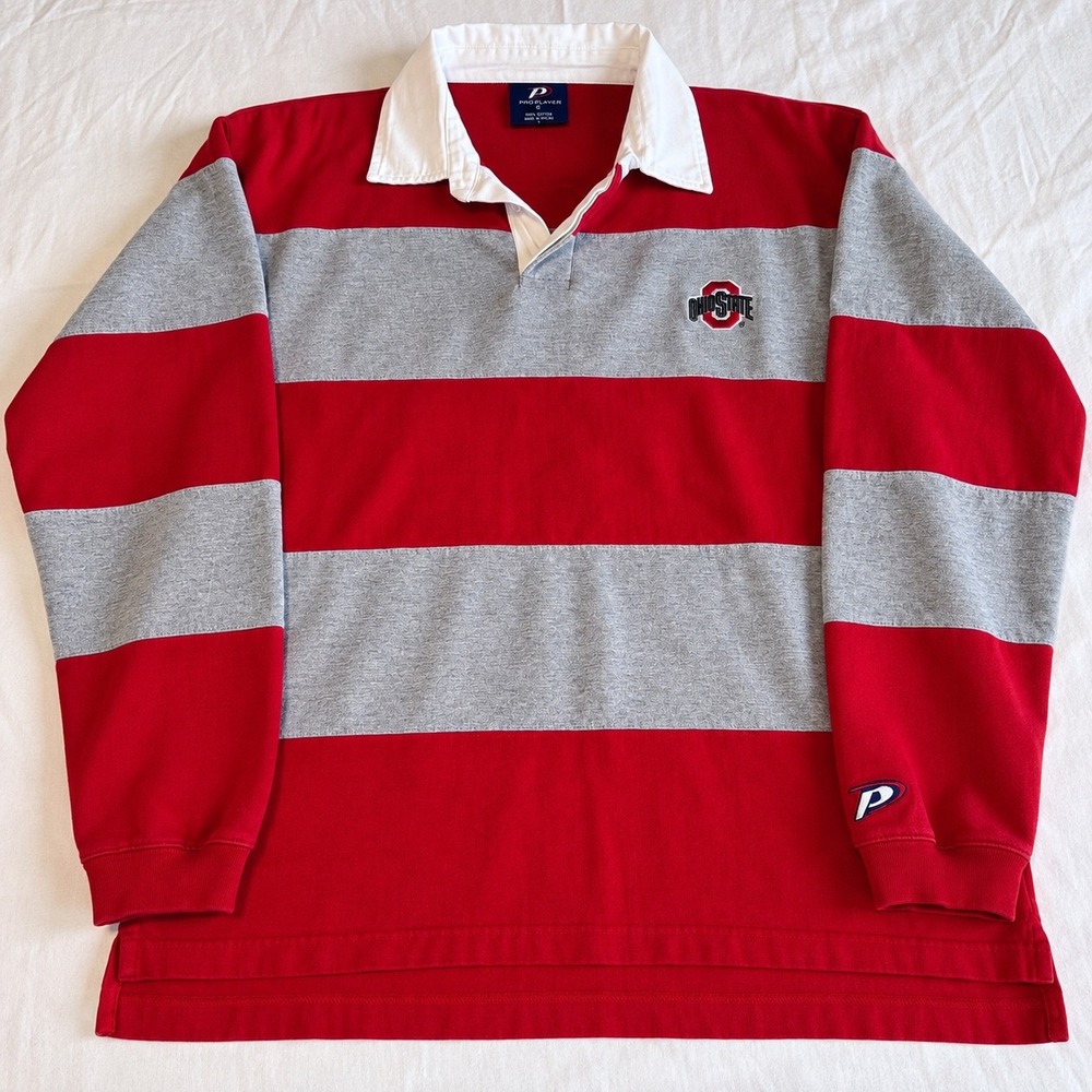 Blokecore Rugby Pro Player Ohio State Buckeyes Polo Style Shirt M Colorblock